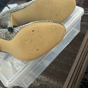 Enzo Angioline Gray Snakeskin peep toe heels